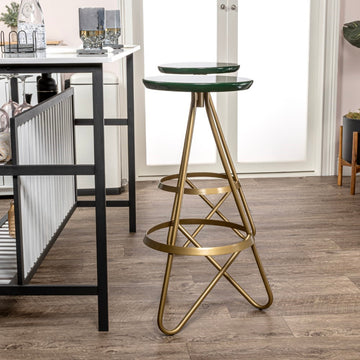 Spiroa 30" Modern Industrial Metal Backless Circular Bar Stool - JONATHAN Y